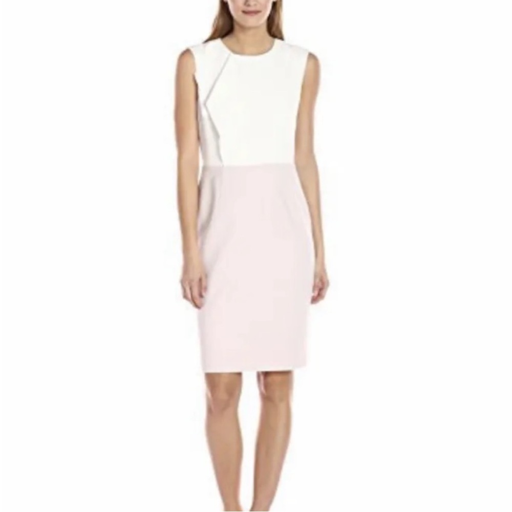 TED BAKER • SLEEVELESS RUFFLE PENCIL SKIRT DRESS • WHITE/LILAC